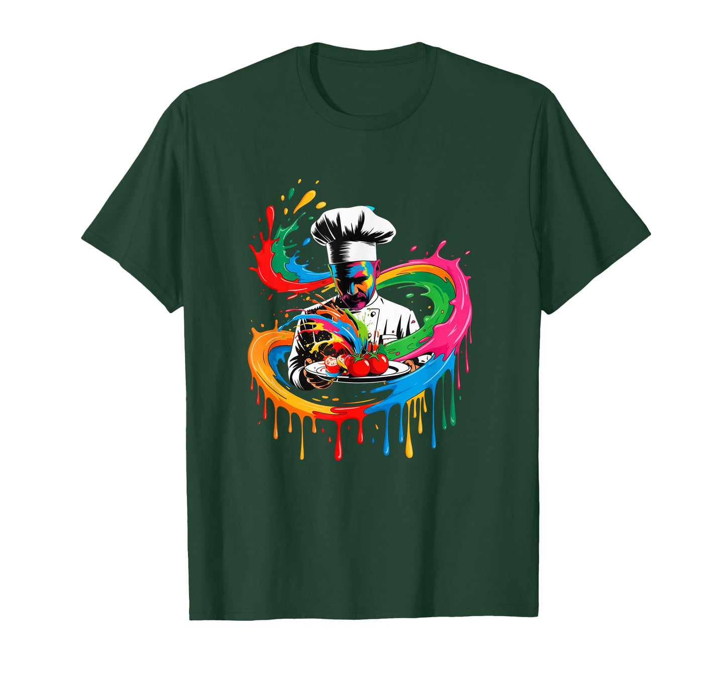 Colorful Chef Design With Splash Art Kitchen Cooking Lovers T-Shirt