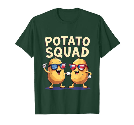 Funny Potato Buddy friendship and American Flag sunglasses T-Shirt