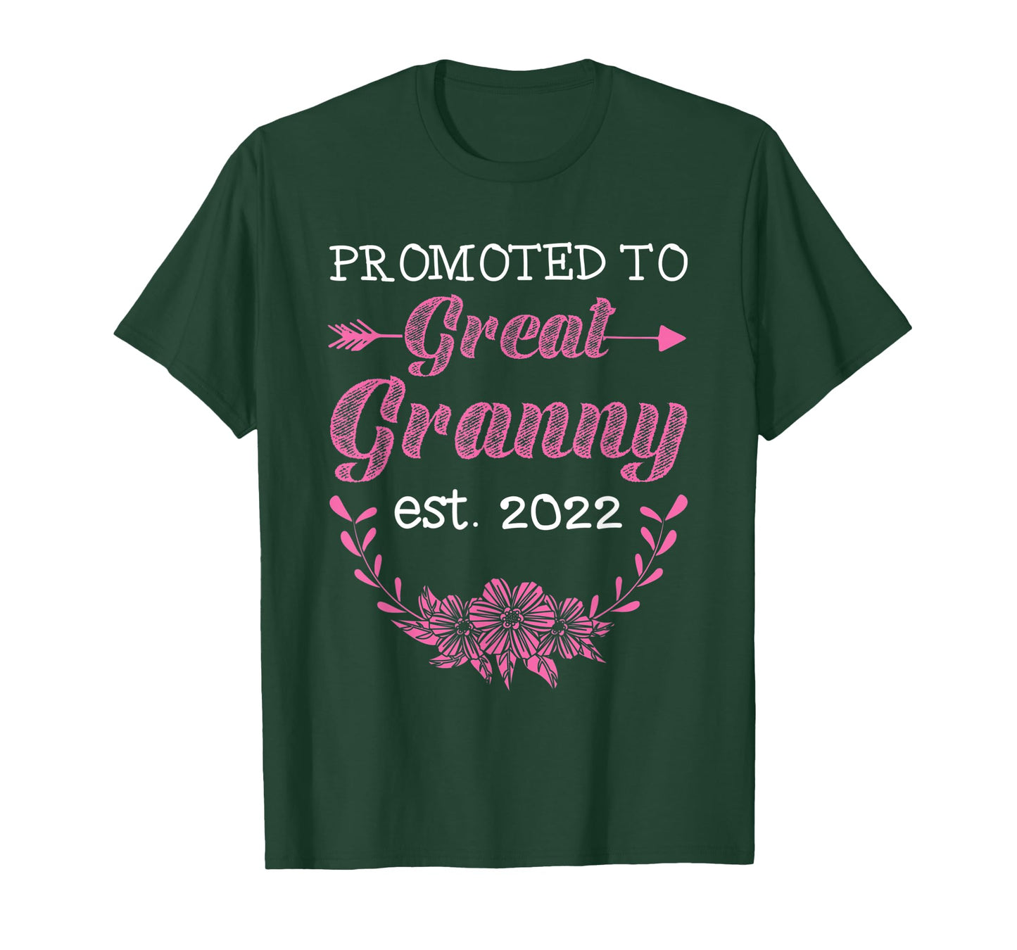 Flower New Grandma Grandparent Promoted To Great Granny 2022 T-Shirt