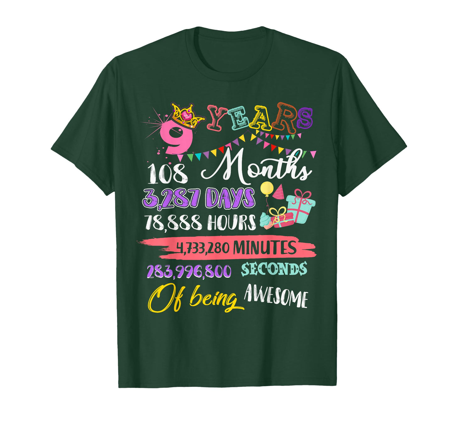 9th Birthday for Girls 9 Years Old Being Awesome Gift T-Shirt