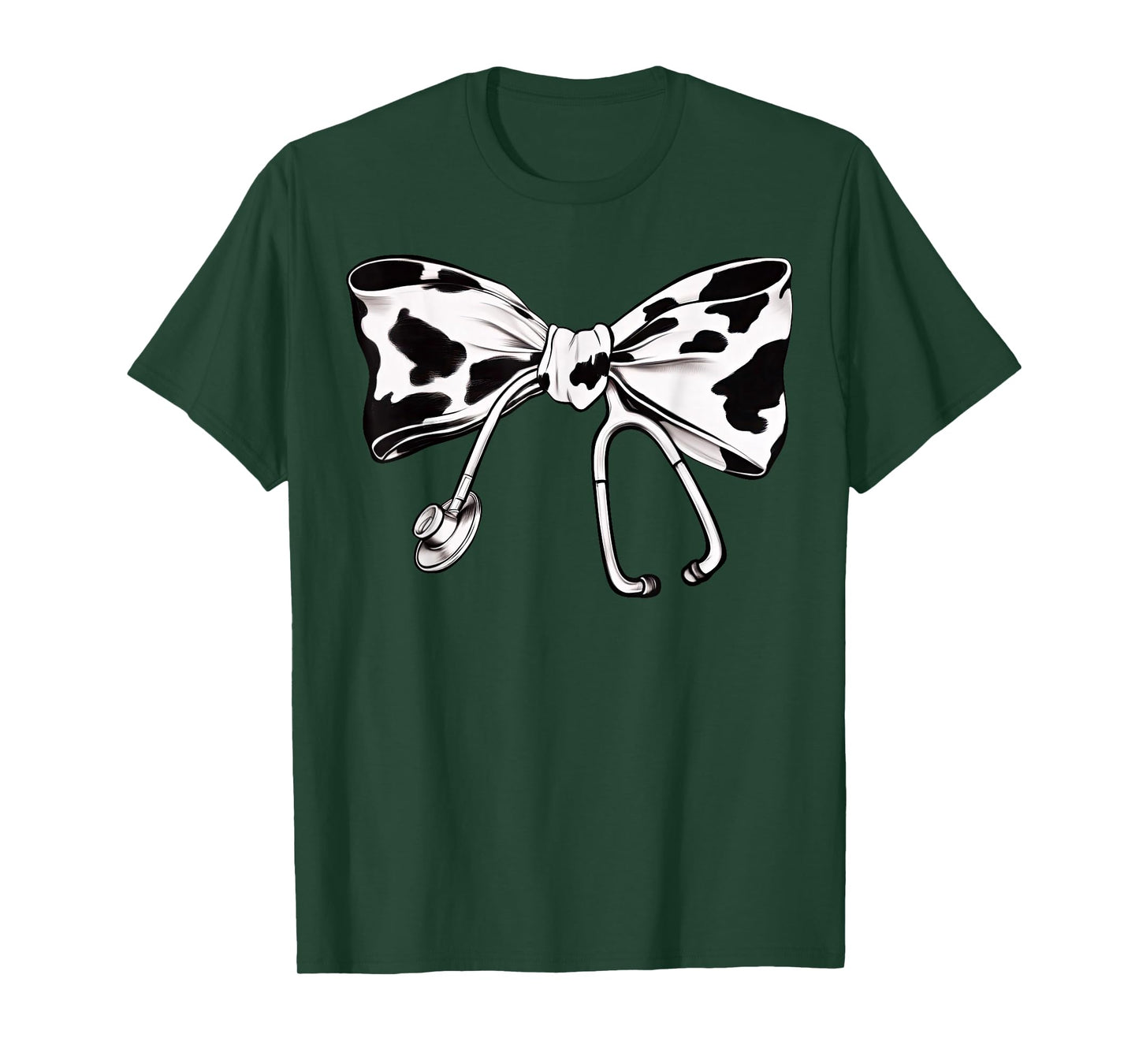 Cow Print Bow And Stethoscope Nurse RN Graduation Coquette T-Shirt