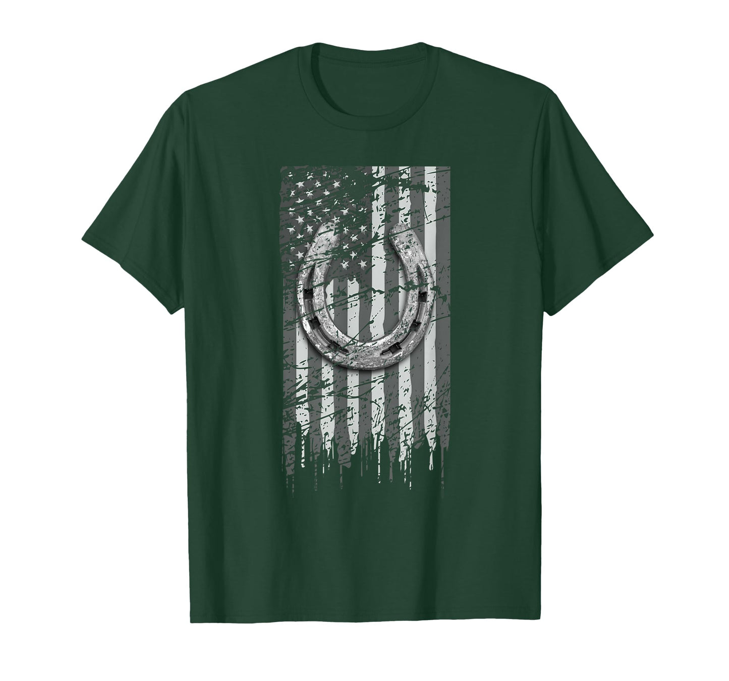 Horseshoe Shirt Horse Lover Gift US Flag Lucky Horseshoe T-Shirt