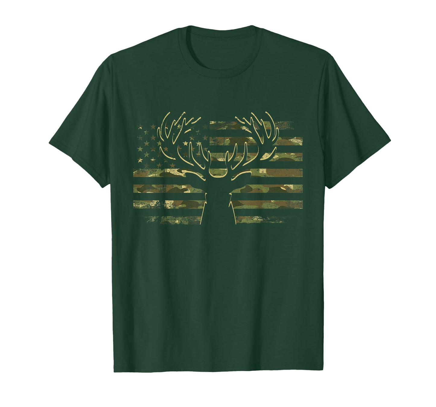 USA Flag Camouflage Deer Hunting Elk Buck Hunters Camo Flag T-Shirt
