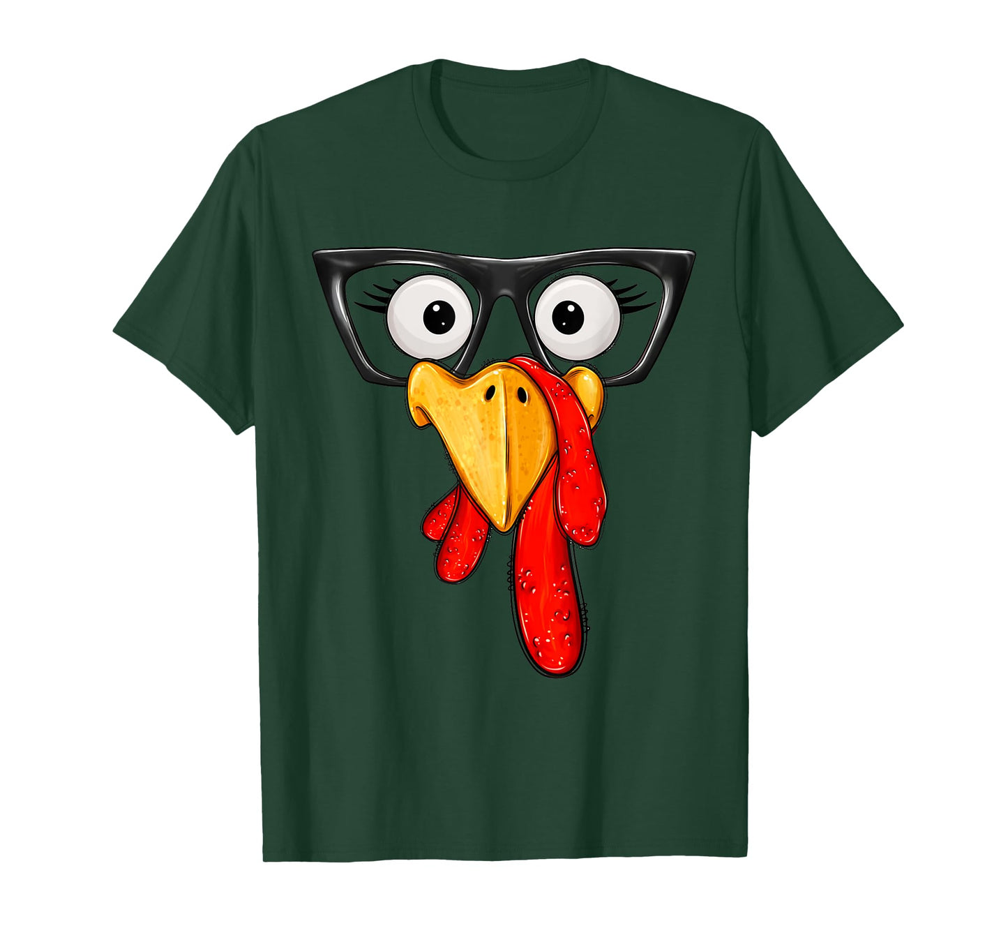 Cute Turkey Face Glasses Boys Kids Mens Thanksgiving Family T-Shirt