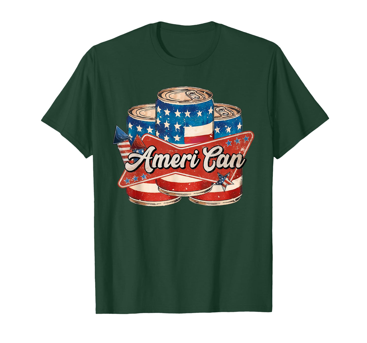 American Ameri CAN 4th of July Retro USA Beer Patriotic T-Shirt
