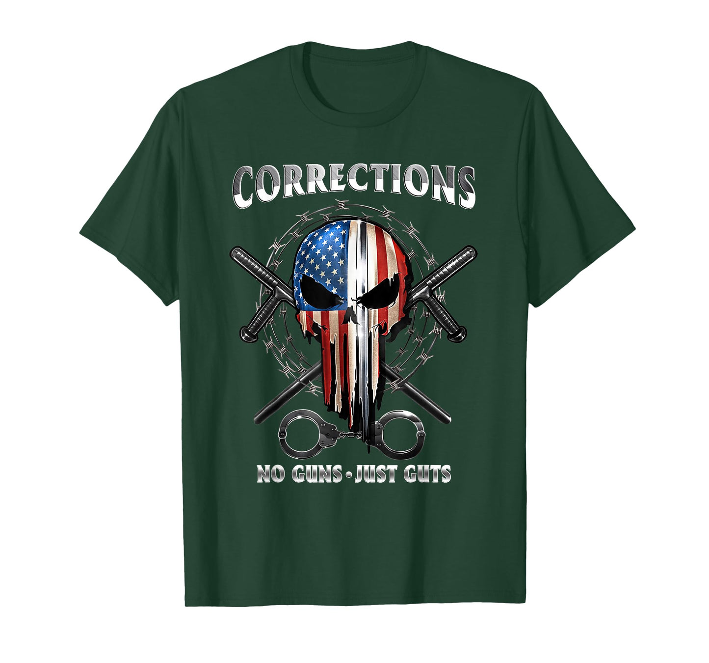Corrections Just Guts Skull Of Freedom Correctional Officer T-Shirt