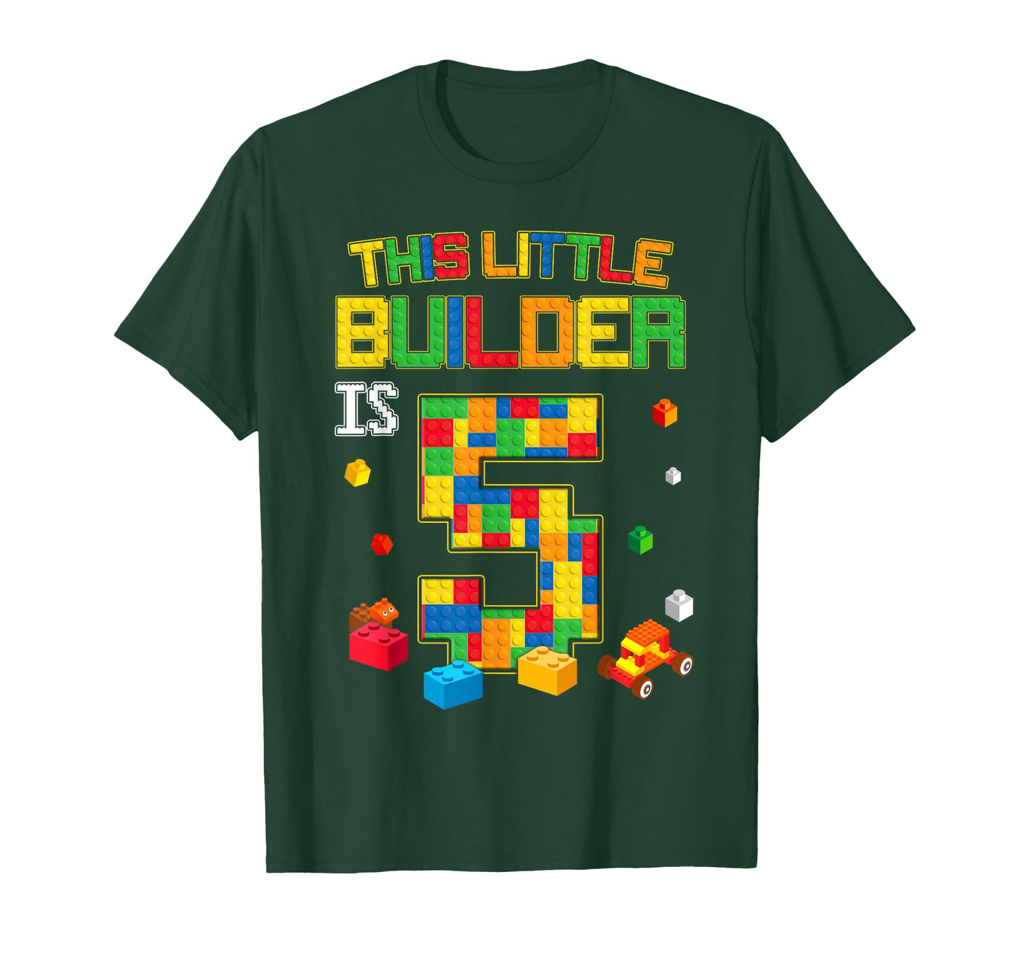 Building Blocks 5 Years Old Birthday Boy T-Shirt