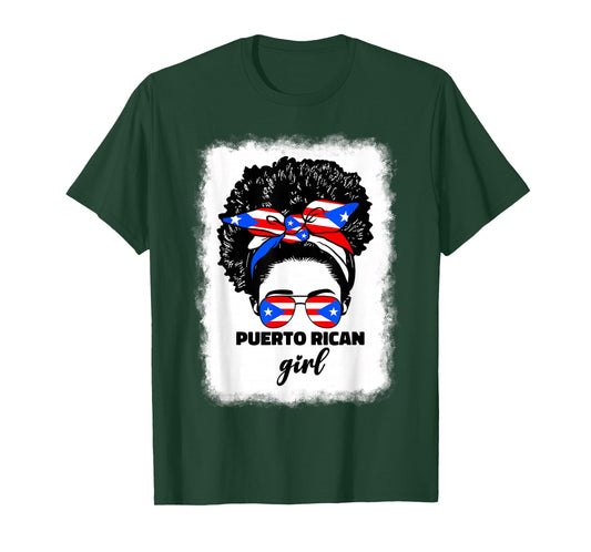 Black Afro Puerto Rican Girl Woman Girls Puerto Rico PR Flag T-Shirt