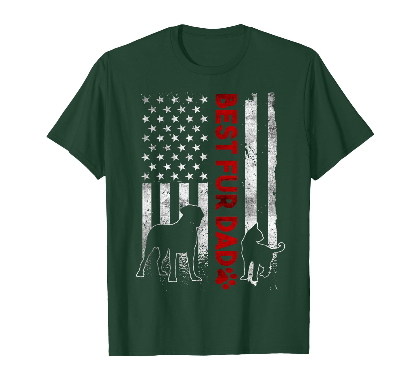 Retro Best Fur Dad Ever American Flag T-Shirt