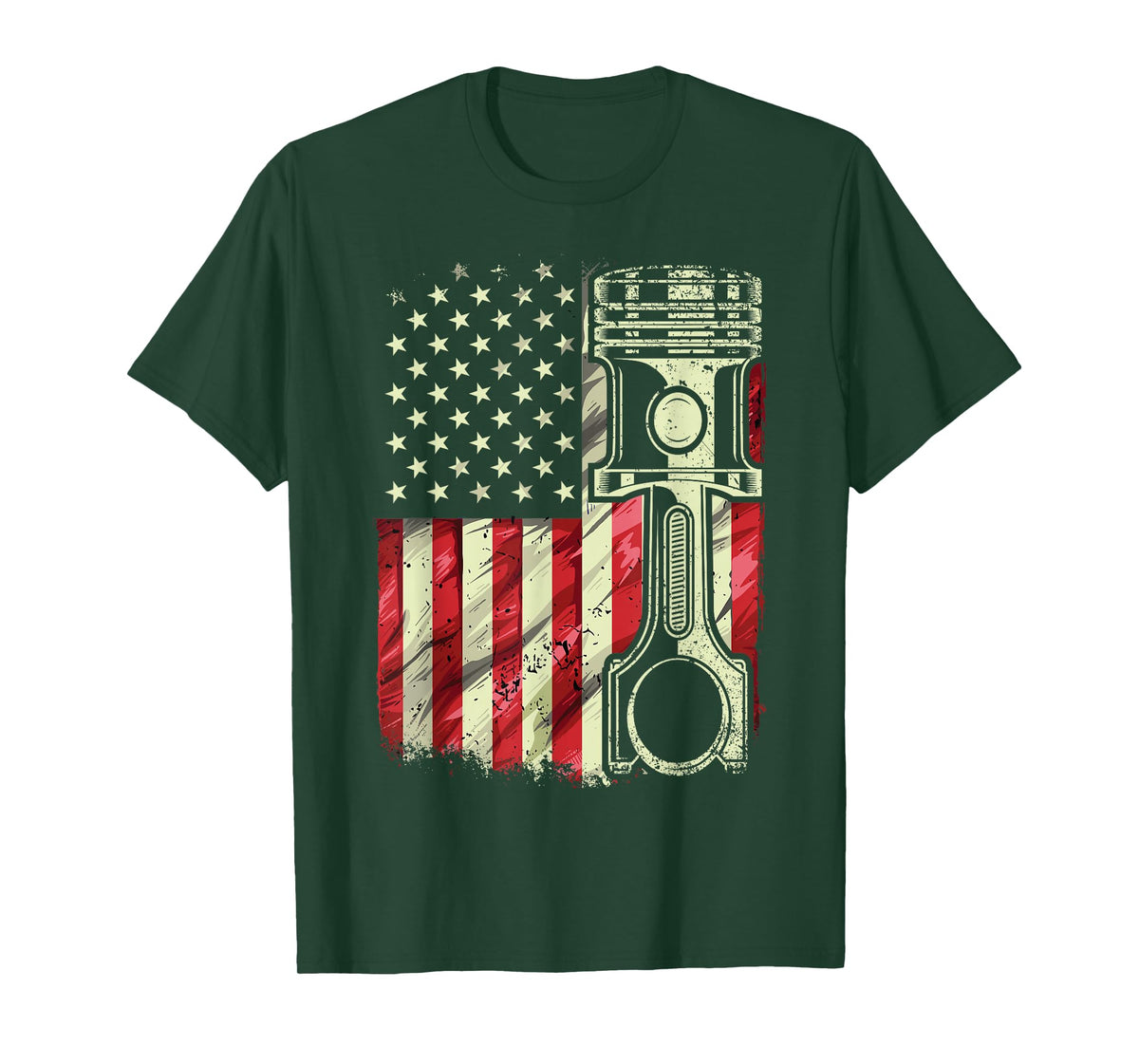 Mechanic American Flag Piston Muscle Car Patriotic Vintage T-Shirt