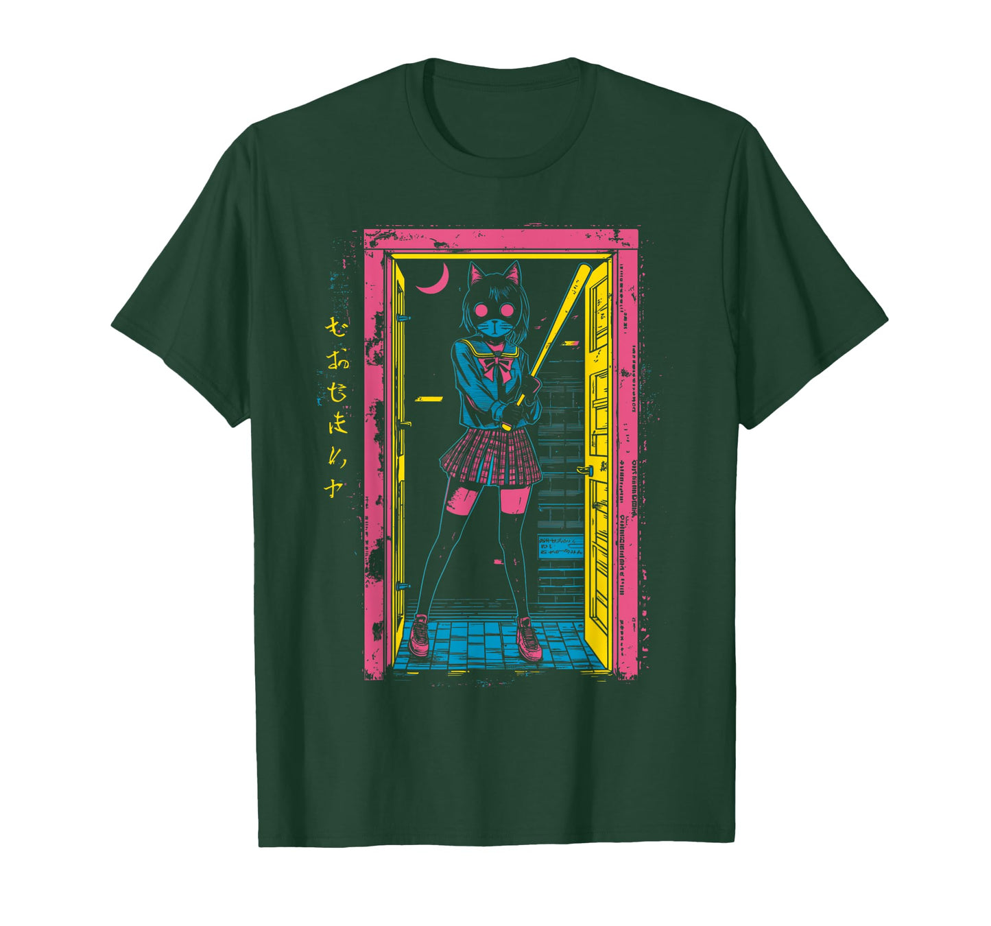 Creepy Girl Cat Grunge Slasher Pastel Goth Anime Horror T-Shirt