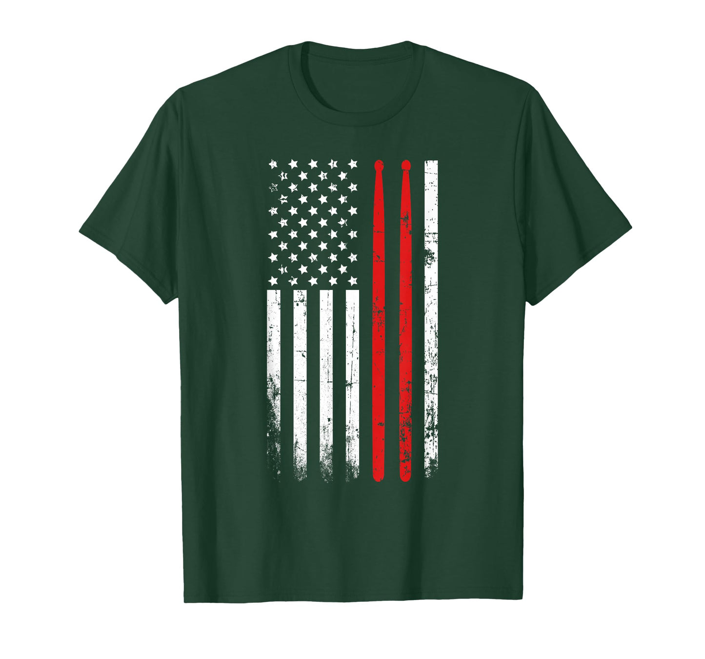 Drum Sticks on a Vintage American Flag T-Shirt for Drummers T-Shirt