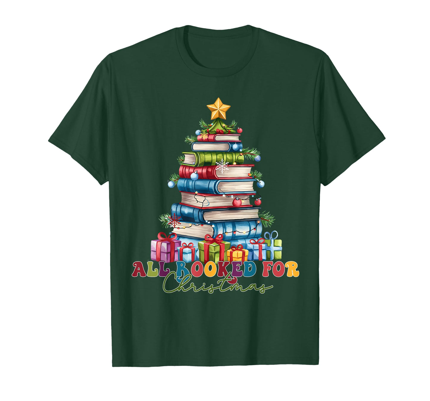 All Booked For Christmas Teacher Reading Student Bookworm T-Shirt
