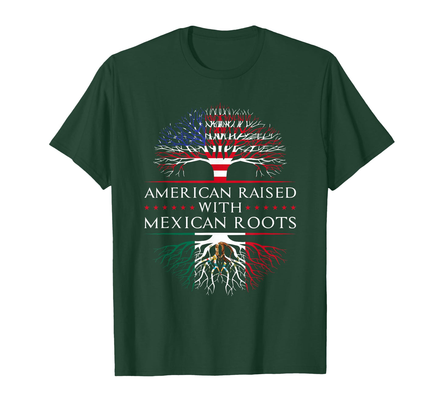 American Raised With Mexican Roots Mexico Tree T-Shirt