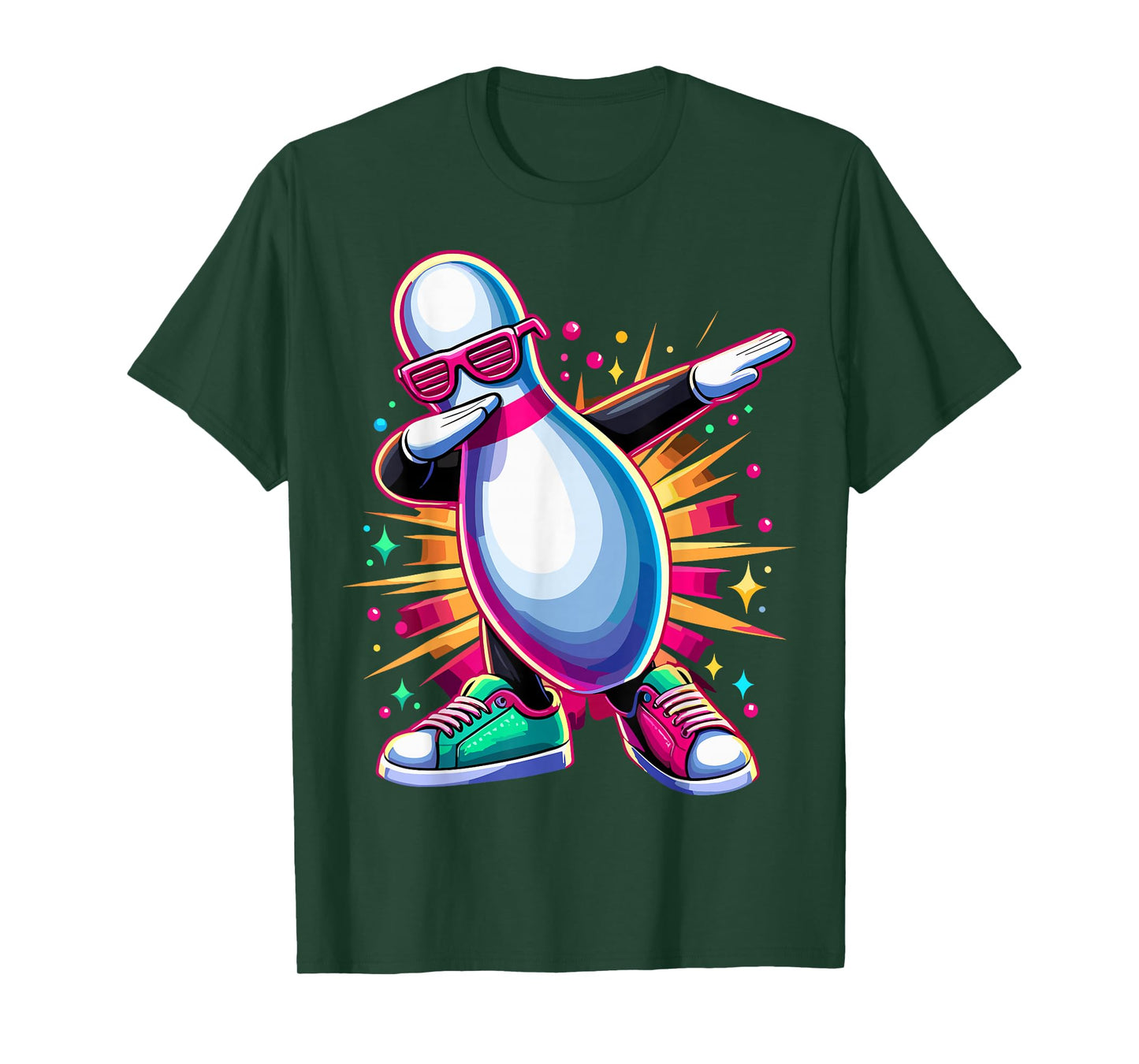 Bowling Pin Dabbing Sunglasses Bowler Player T-Shirt