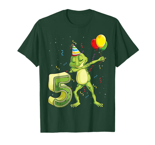 Funny Dab Frog Fifth 5th Birthday Five 5 Years Old Bday Kids T-Shirt