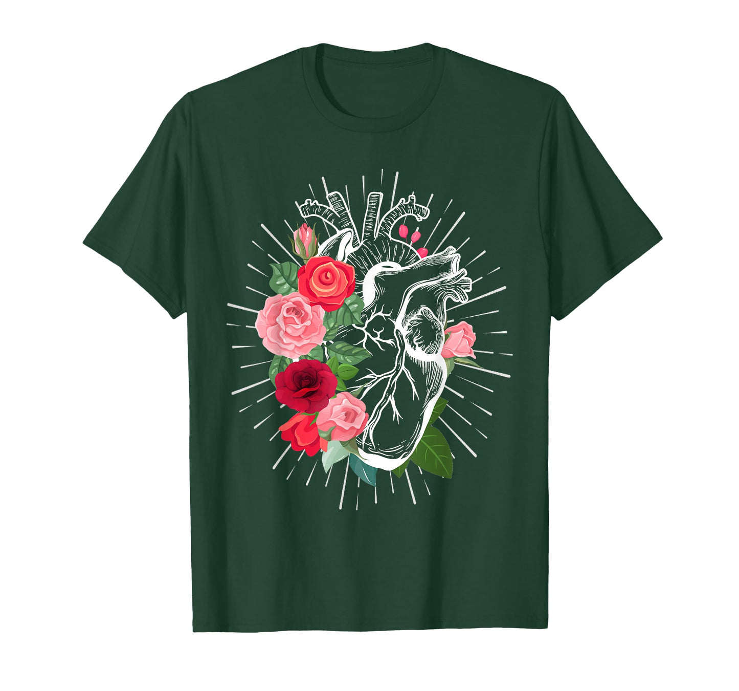 Anatomical Heart And Flowers - Anatomical heart T-Shirt