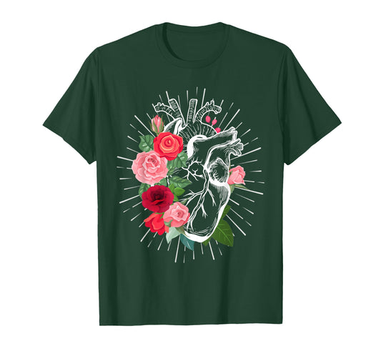 Anatomical Heart And Flowers - Anatomical heart T-Shirt