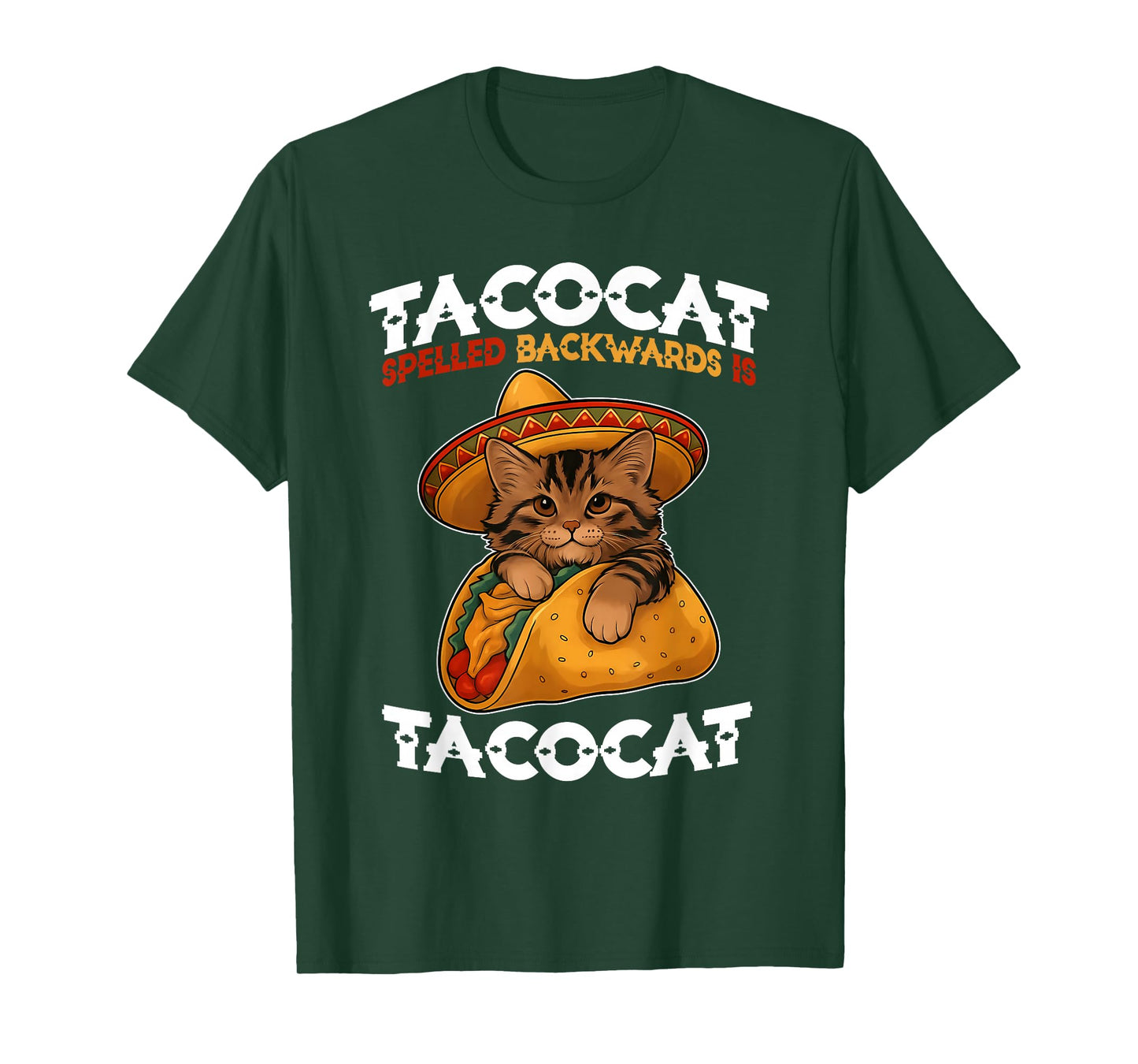 Tacocat Spelled Backward is Tacocat Funny Cat and Taco Lover T-Shirt