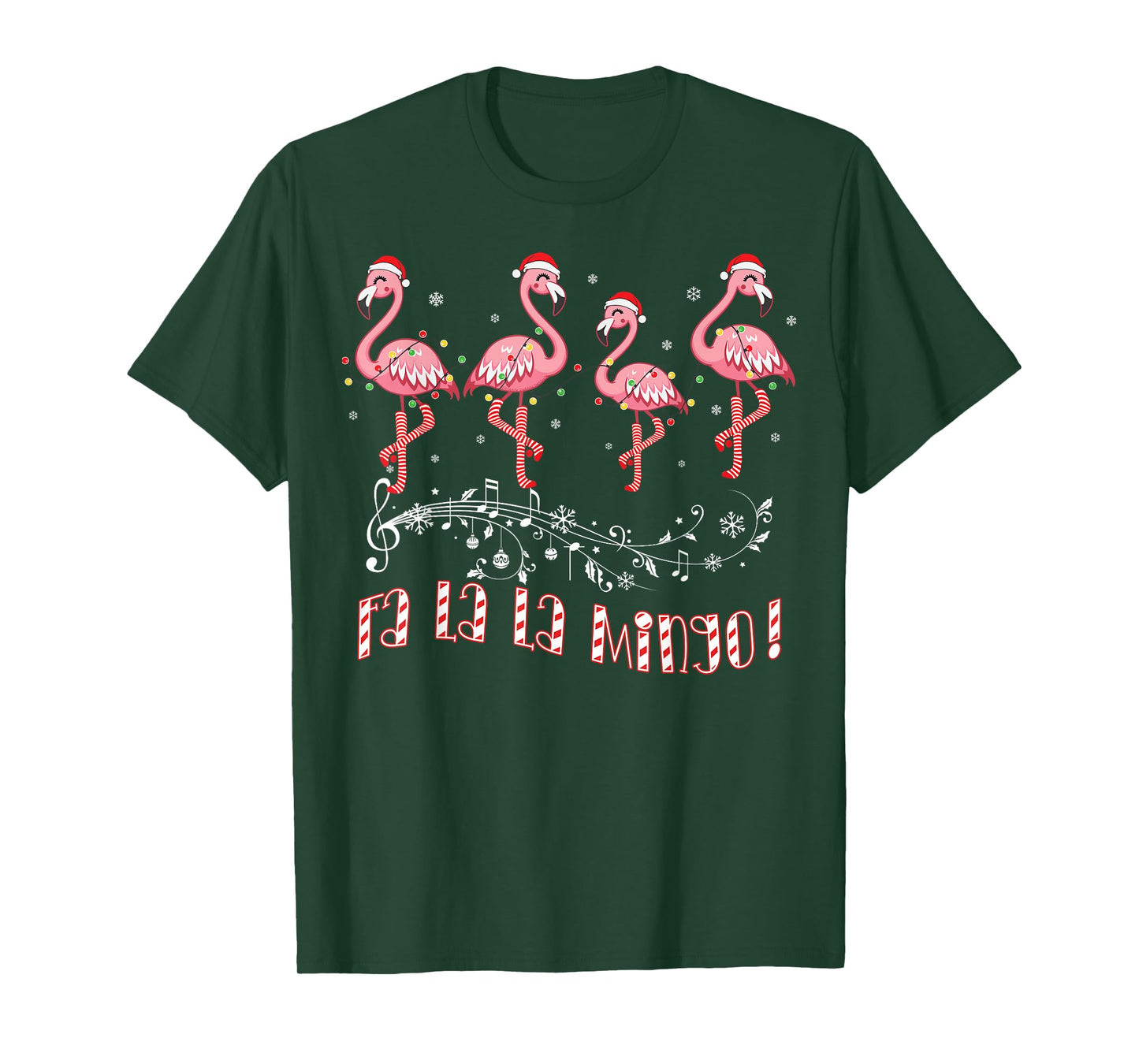 Candy Cane Flamingoes FA La La Mingo Flamingo Christmas T-Shirt