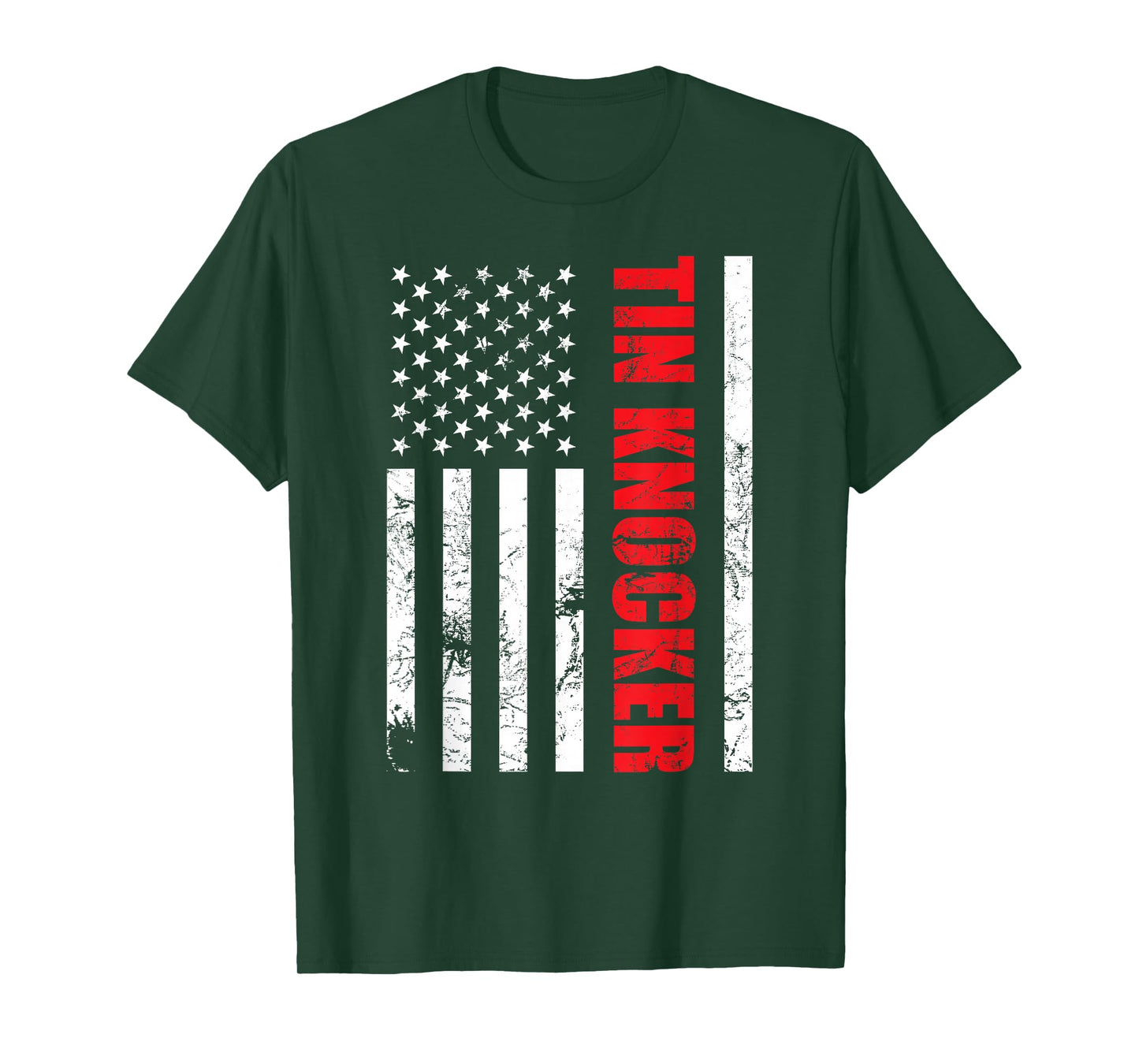 Tin Knocker Sheet Metal Worker, American Vertical Flag USA T-Shirt
