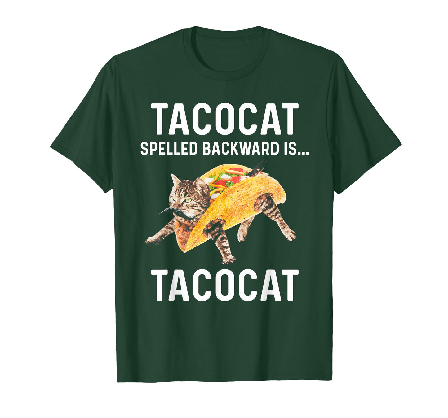 Tacocat Spelled Backward is Tacocat - Love Cat and Taco T-Shirt