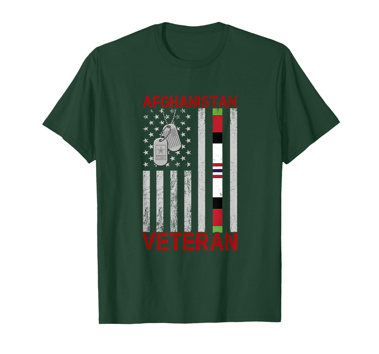 Afghanistan War Veteran Ribbon Distressed US Flag Military T-Shirt