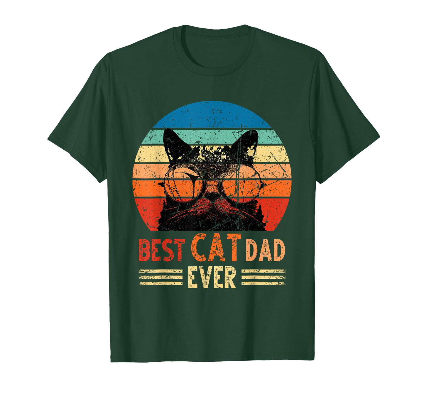 Best Cat Dad Ever Shirt Funny Retro Cat Dad Men Father's Day T-Shirt