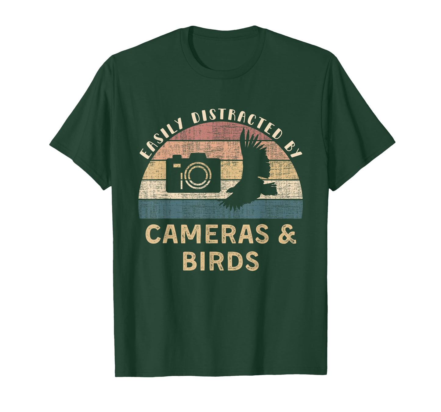 Easily Distracted By Cameras Birds Retro Funny Photographer T-Shirt