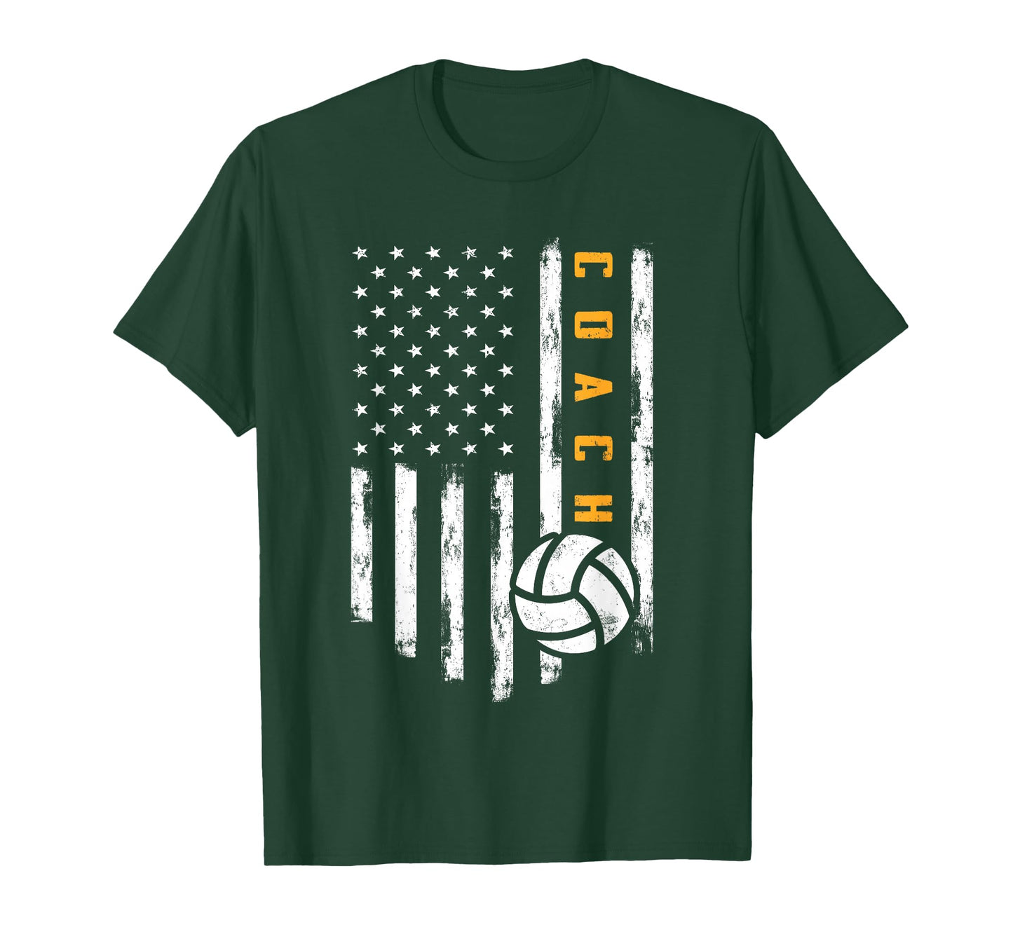 Volleyball Coach American Flag Design Funny Trainer Coaching T-Shirt