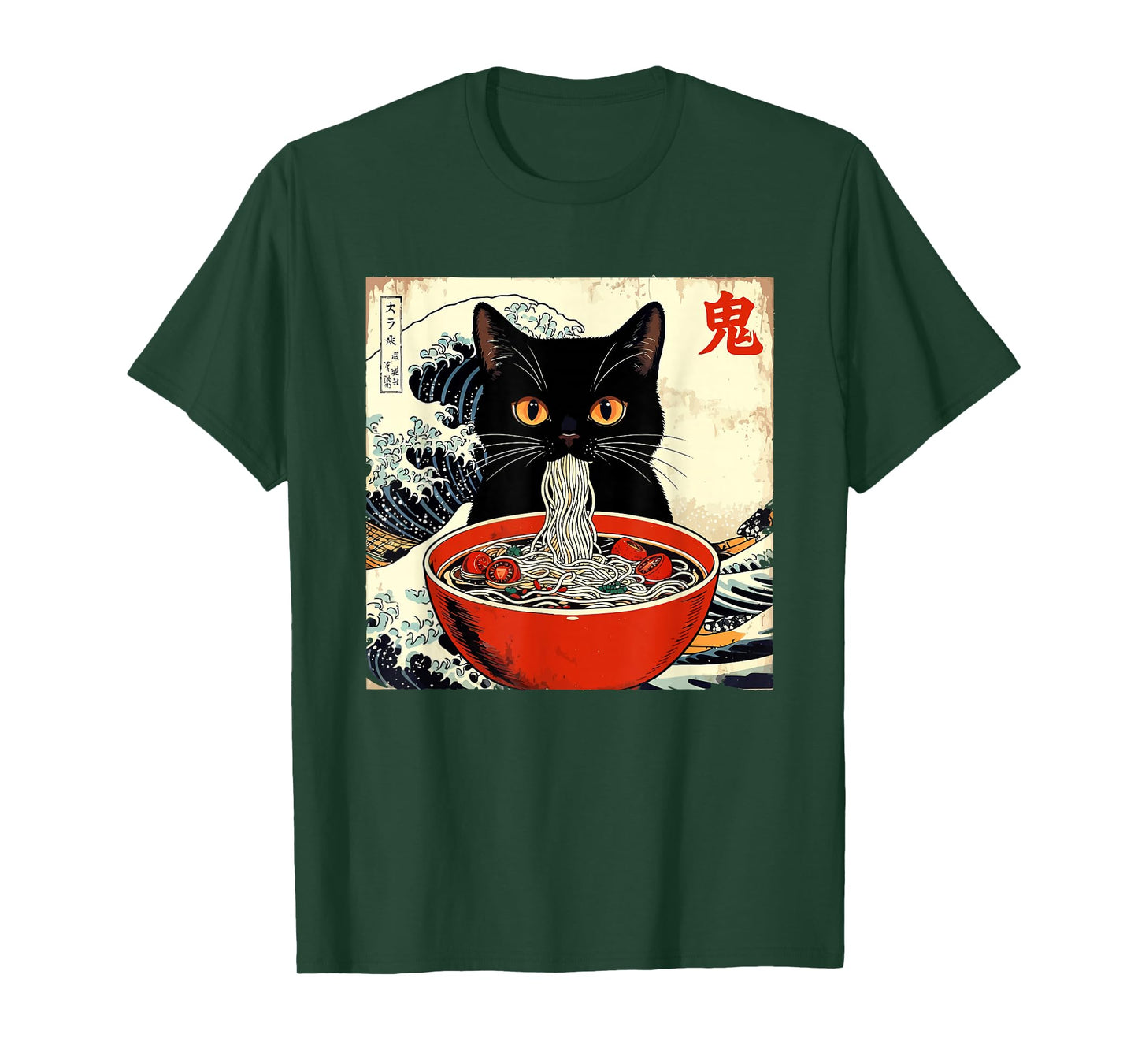 Anime Cat Ramen Japanese Funny Graphic Tees Kawaii Cat Anime T-Shirt