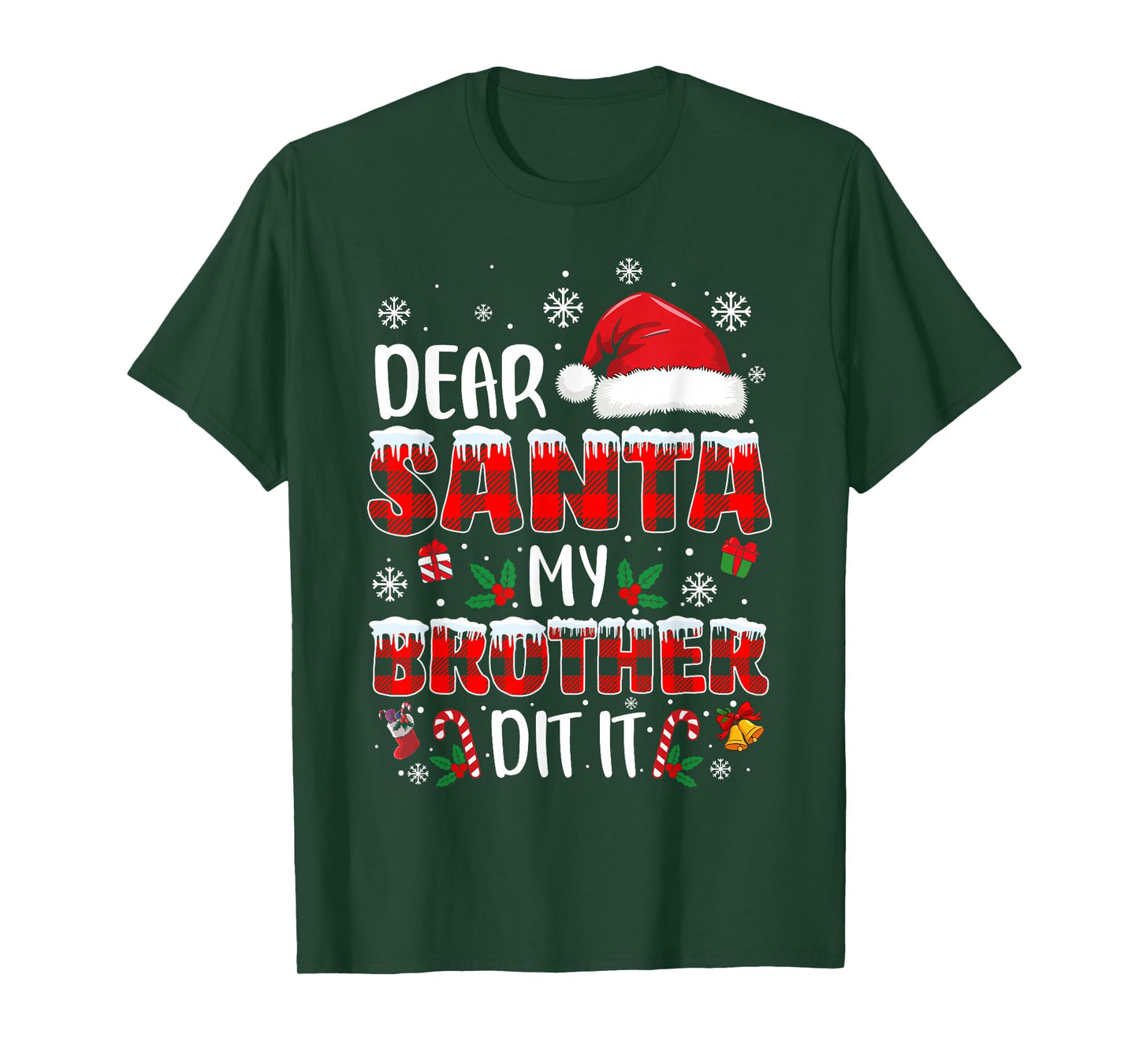 Dear Santa My Brother Did It Funny Christmas Boys Girls Kids T-Shirt