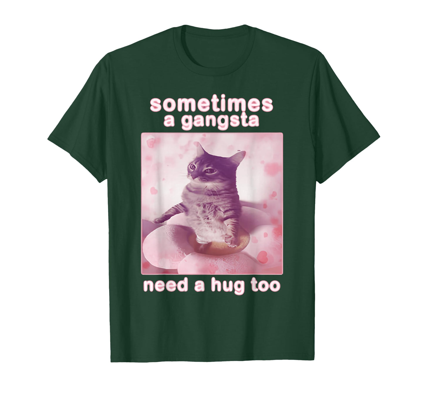 Sometimes A Gangsta Need A Hug Too Cat & FUNNY Meme Cats T-Shirt