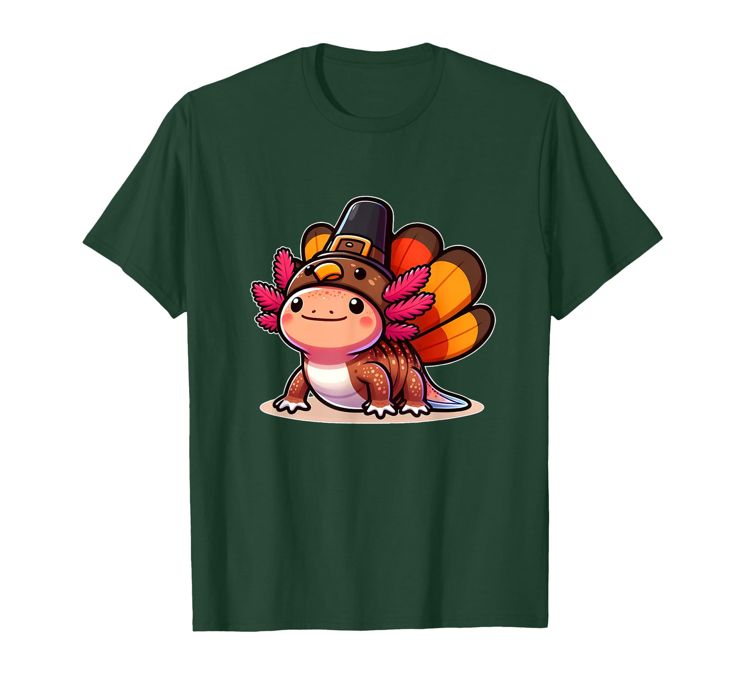 Funny Thanksgiving Shirts by Merch4life Pilgrim Axolotl in Turkey Disguise Unisex Kids T-Shirt Black Small Modern Cartoon Turtleneck Short Sleeve Thanksgiving Pet Costume