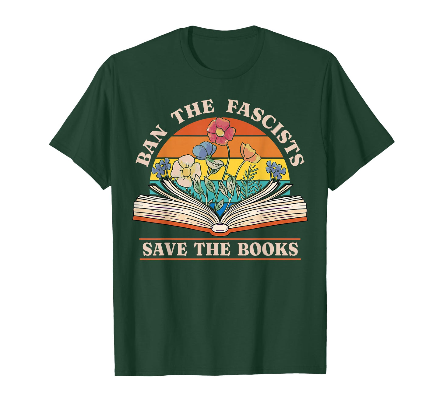 Ban The Fascists Save The Books Funny Book Lover Worm Nerd T-Shirt