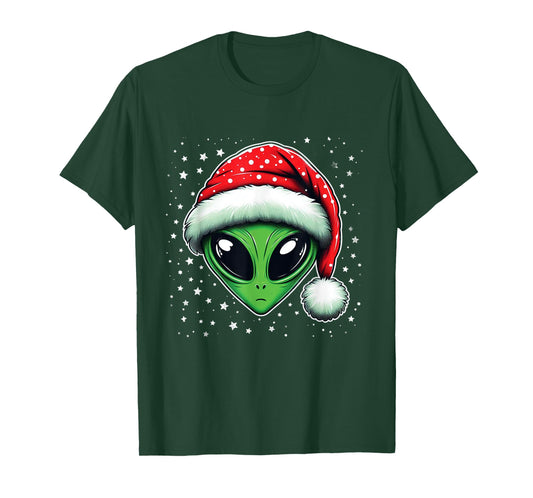 Christmas Alien Santa Hat Xmas Funny Alien Men Women T-Shirt