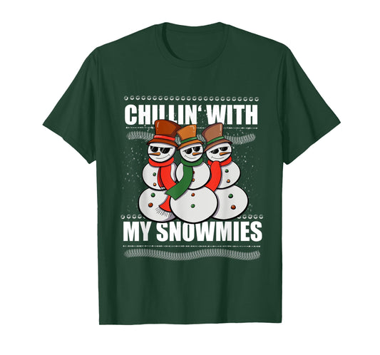 Chillin With My Snowmies Men Women Ugly Sweater Christmas T-Shirt