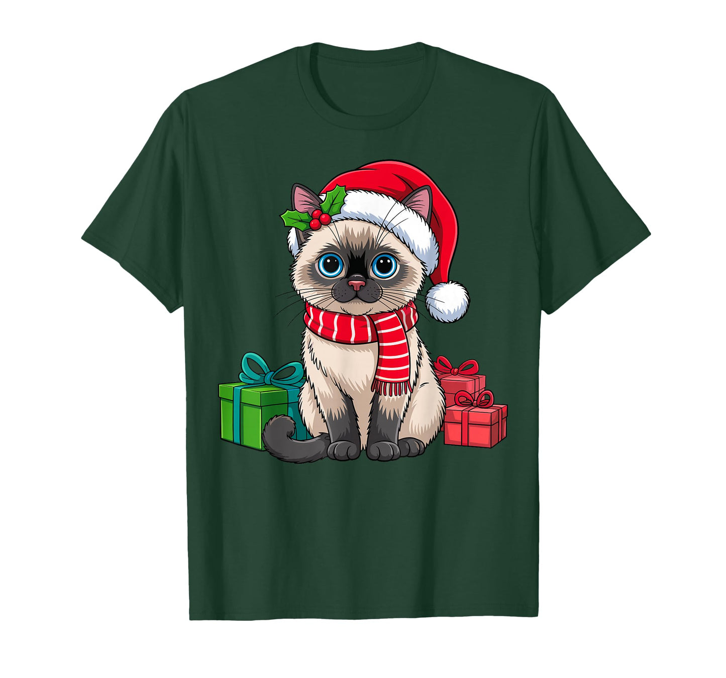 Christmas Siamese Cat Holiday Kitten Xmas Men Women Kids T-Shirt