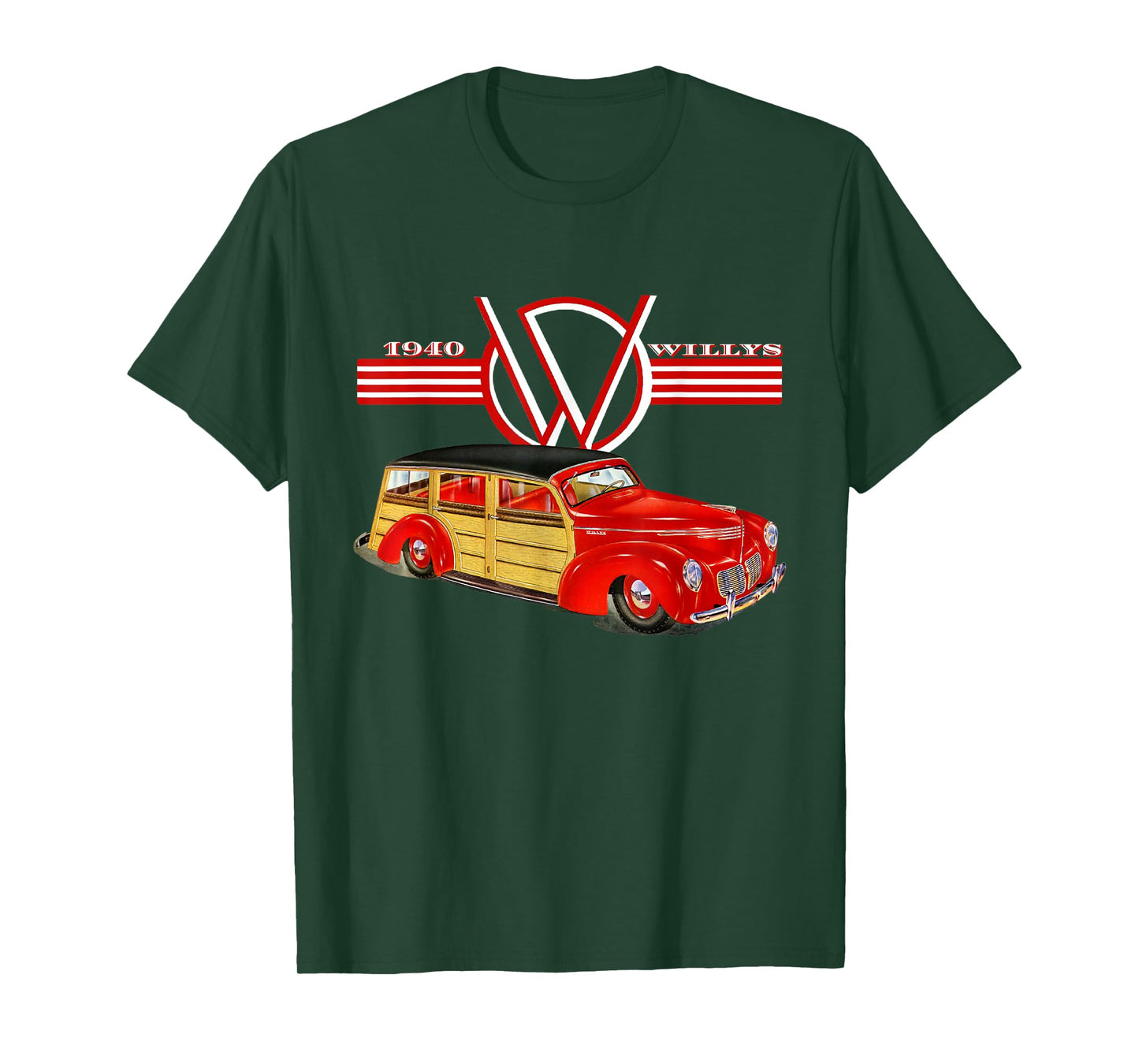 1940 Willys Hot Rod Woody Station Wagon Deluxe Model T-Shirt