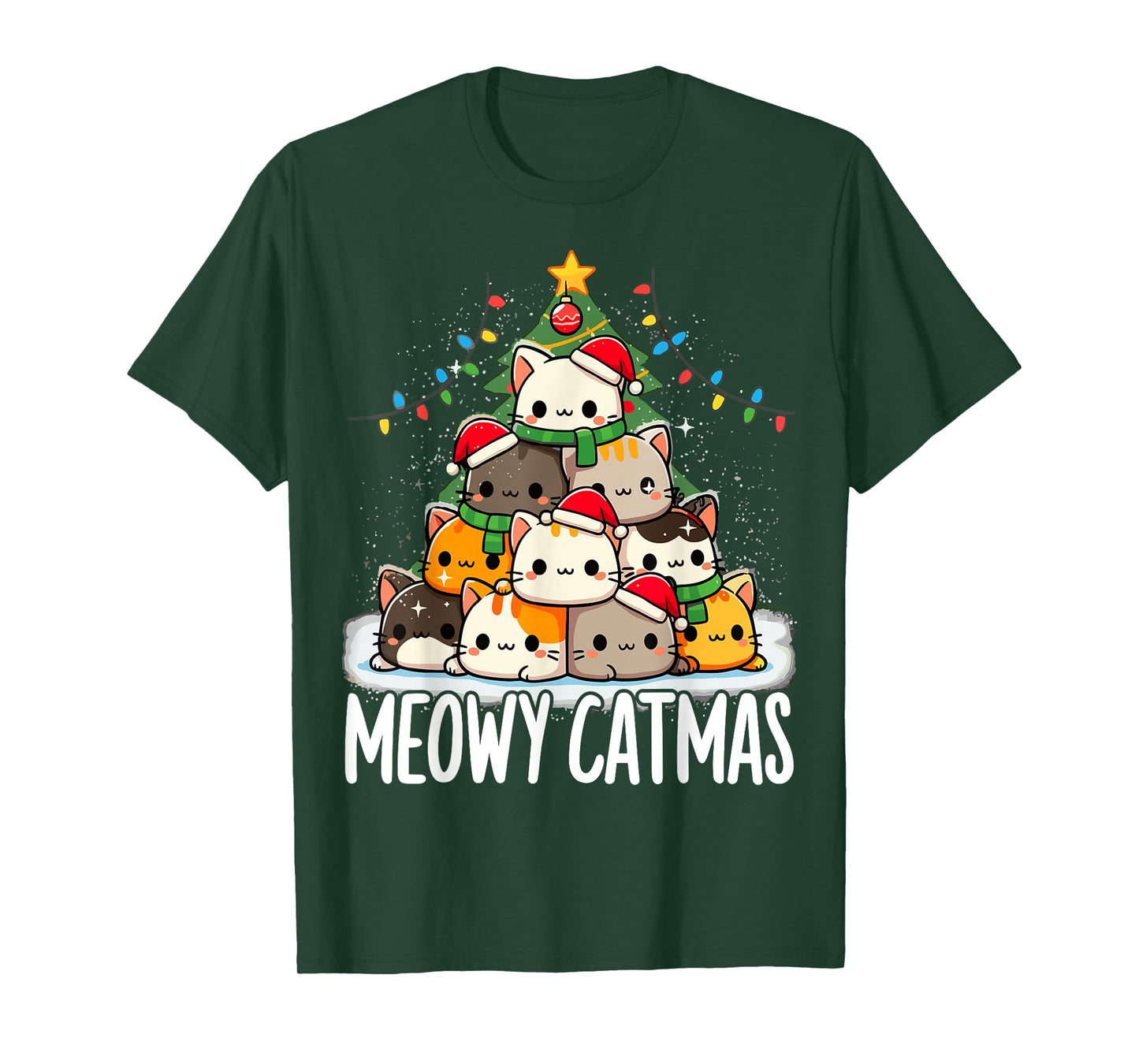 Christmas Meowy Catmas Tree Xmas Cat T-Shirt