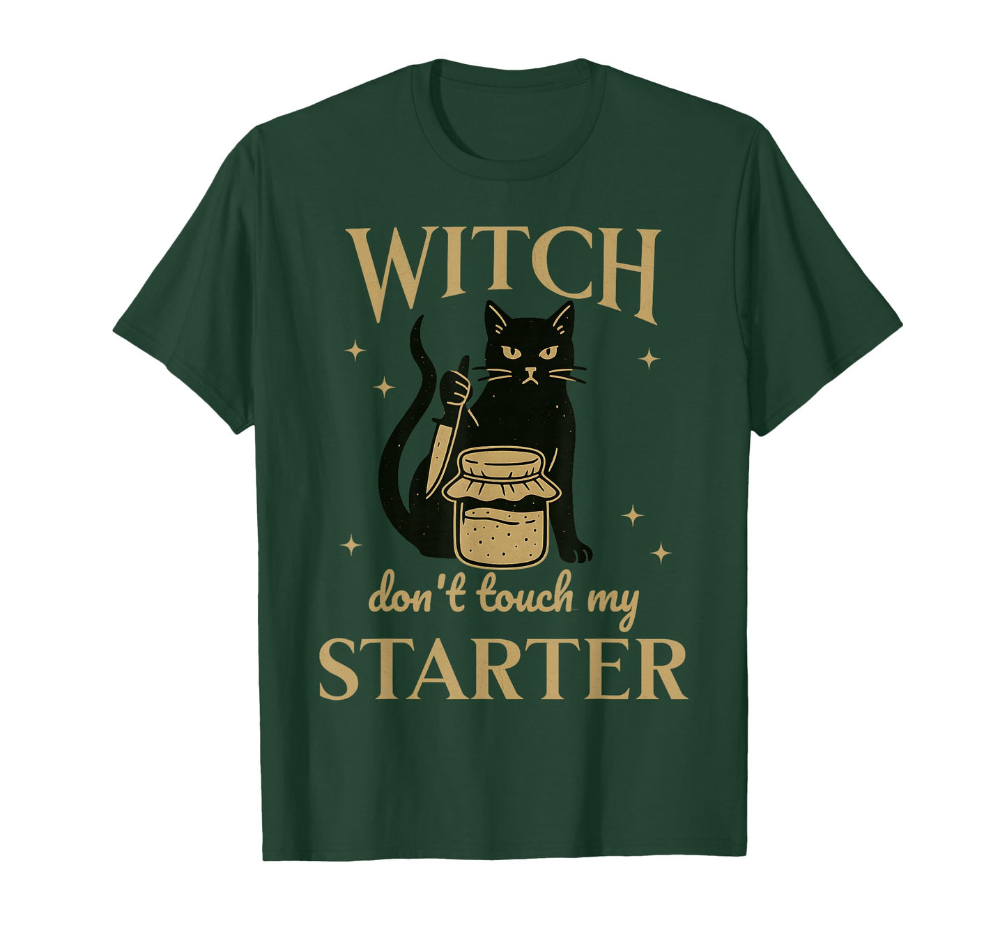 Funny Black Cat Sourdough Starter Bread Halloween Witchy T-Shirt