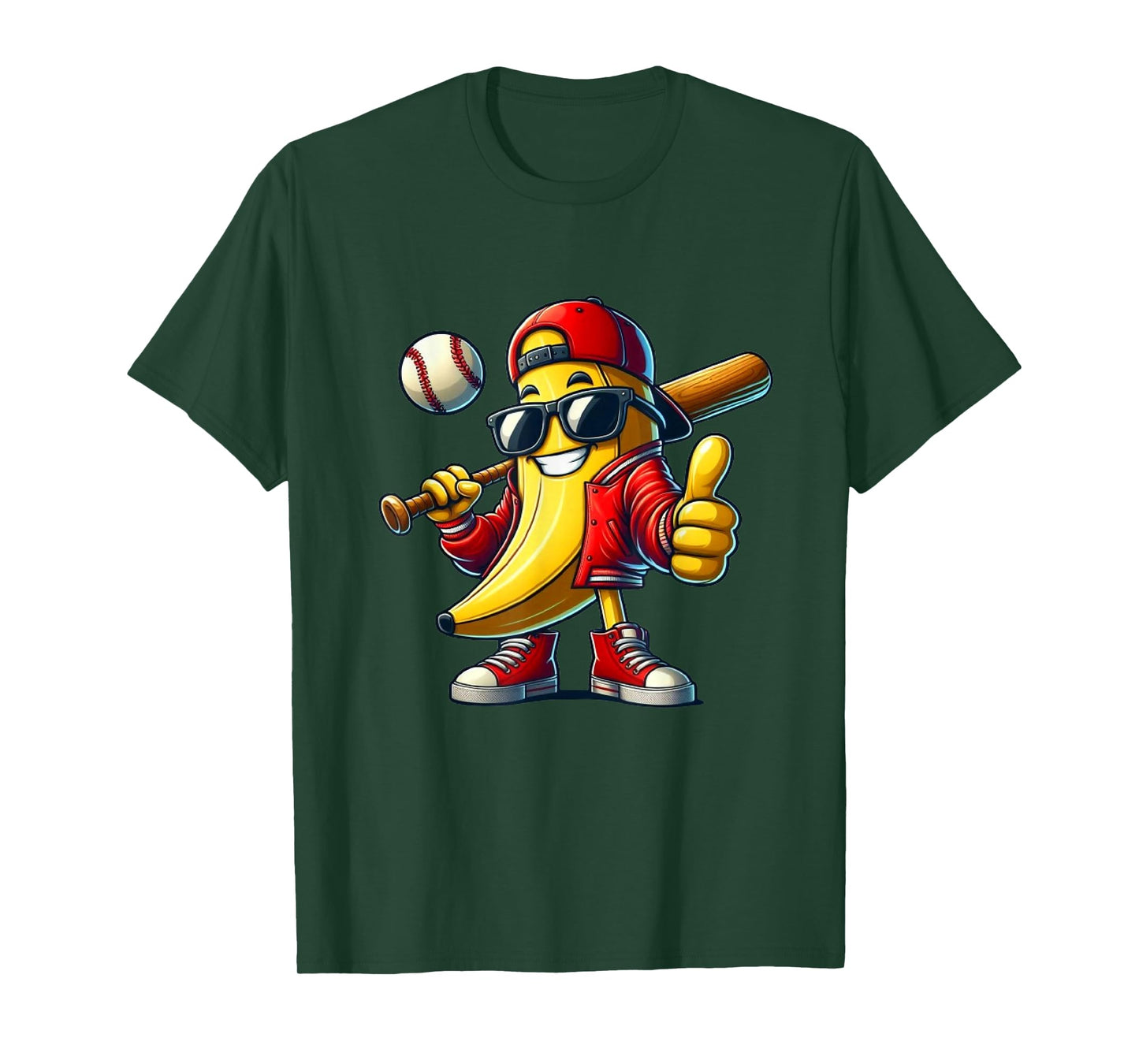 Banana Playing Baseball Fruit Lover Baseball Player T-Shirt
