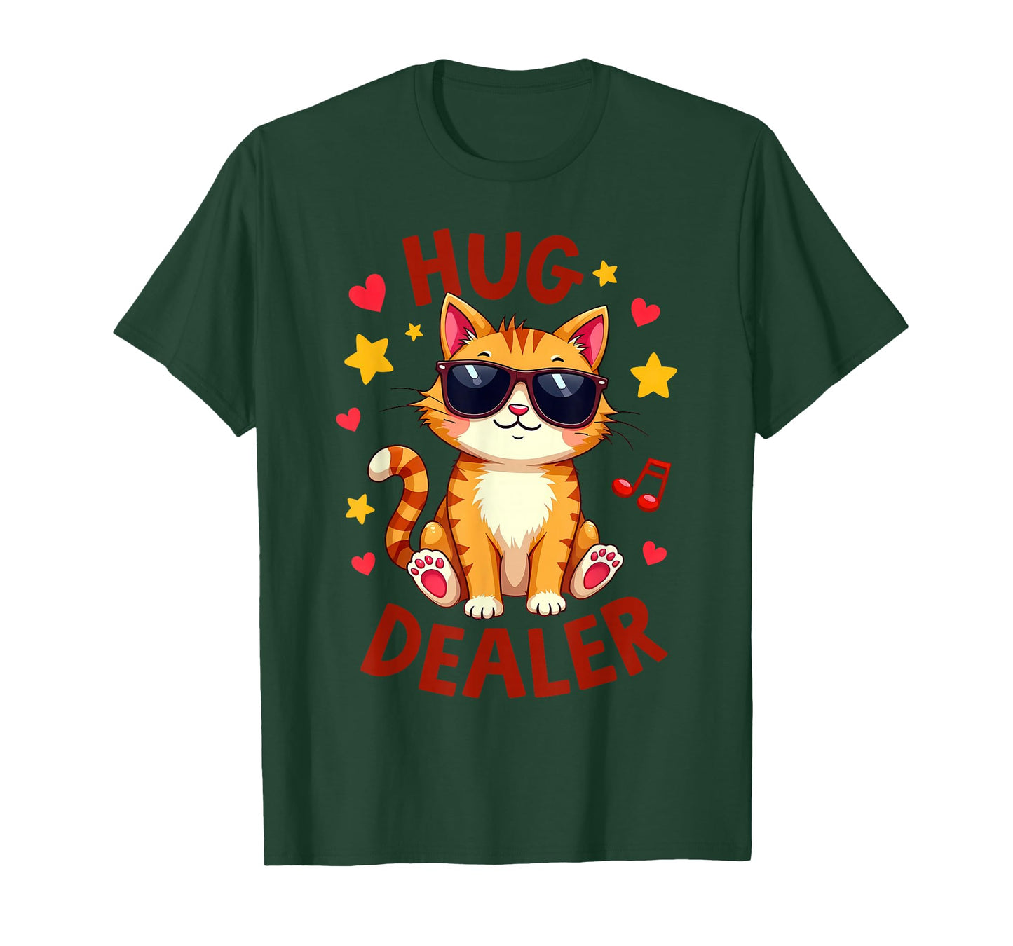 Hug Dealer Cute Cat with Sunglasses Design T-Shirt