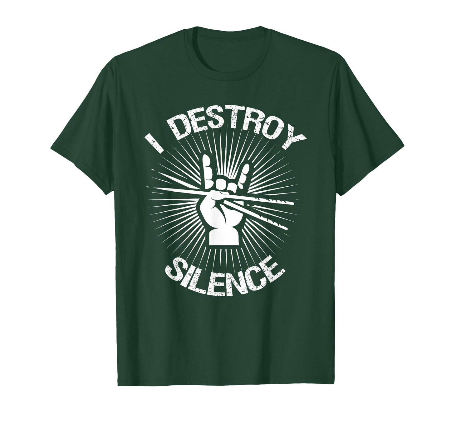 I Destroy Silence Vintage Music Bands Drum Sticks Drummer T-Shirt