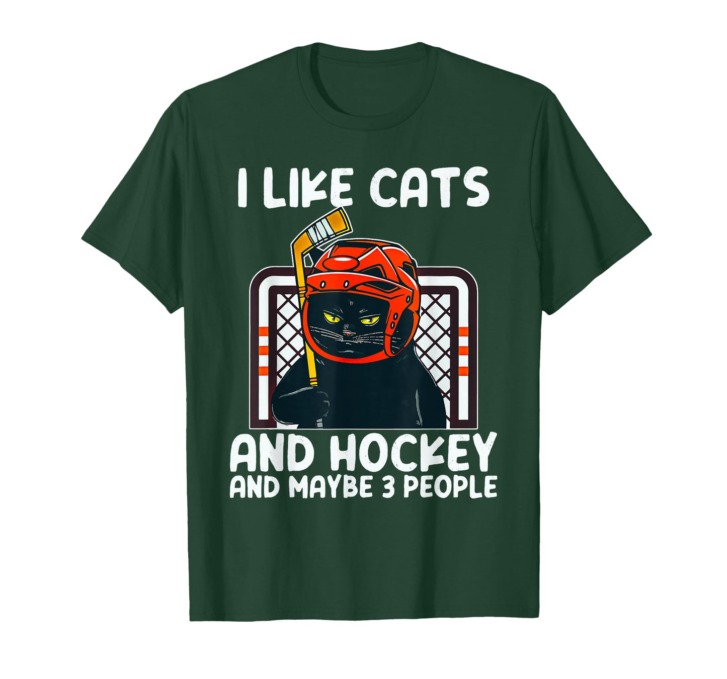 I Like Cats And Hockey And Maybe 3 People Black Catsc T-Shirt