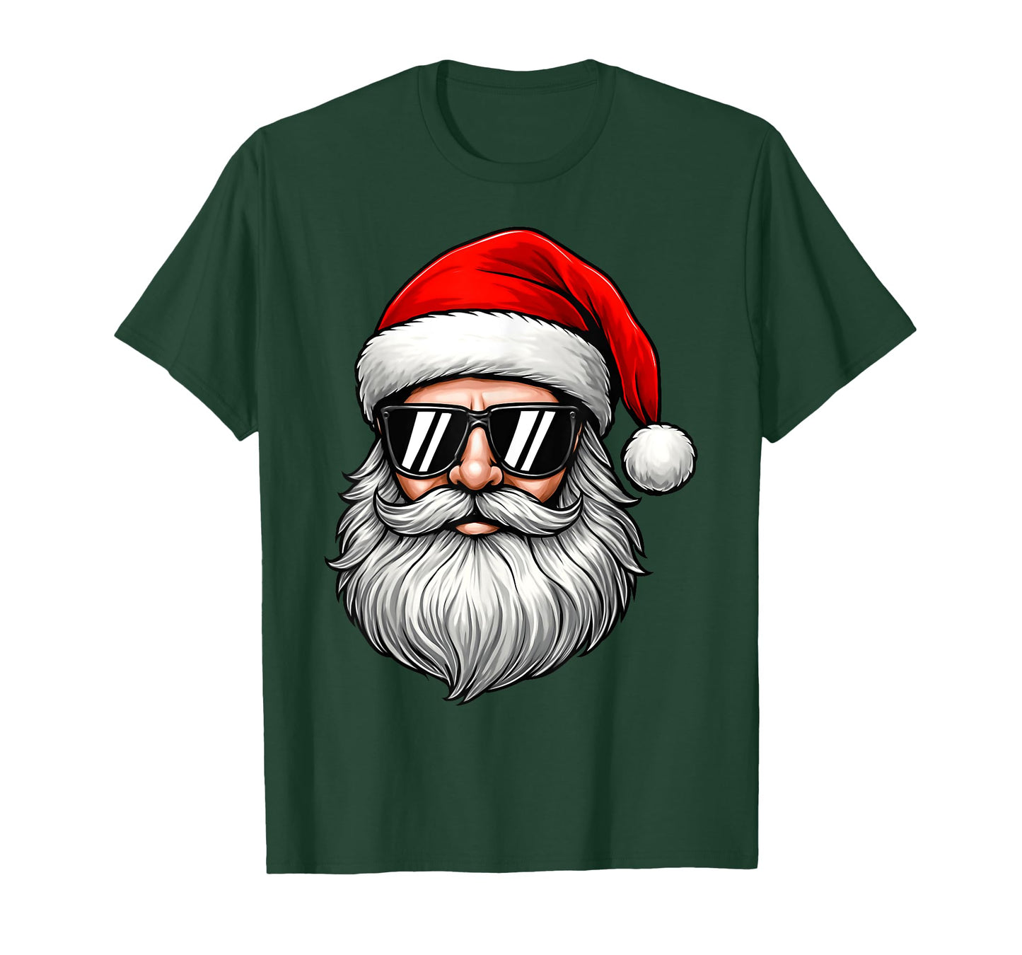 Funny Cool Santa Face Beard Sunglasses Christmas Boy Men T-Shirt