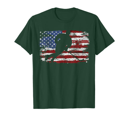 Ice Hockey Player USA American Flag 4th of July Gift T-Shirt