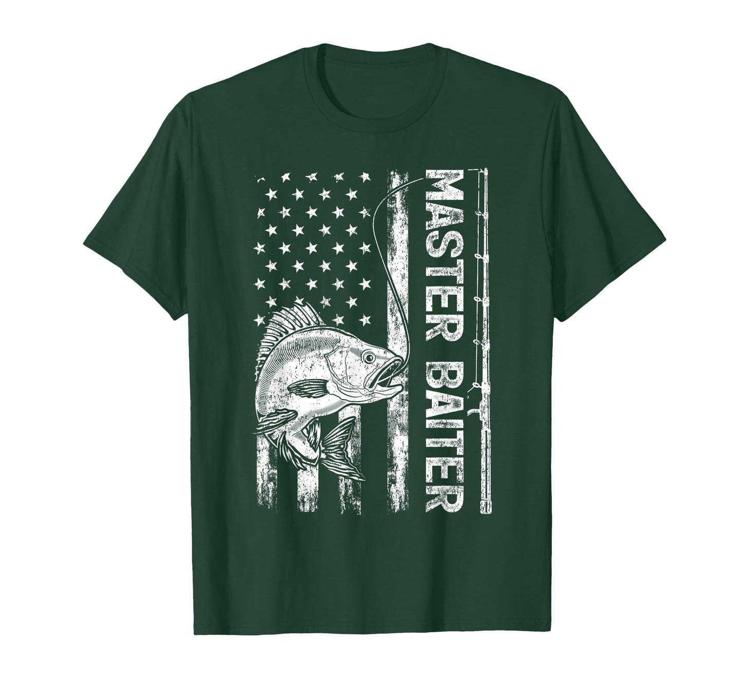 Funny Vintage American Flag Master Baiter Fishing T-Shirt