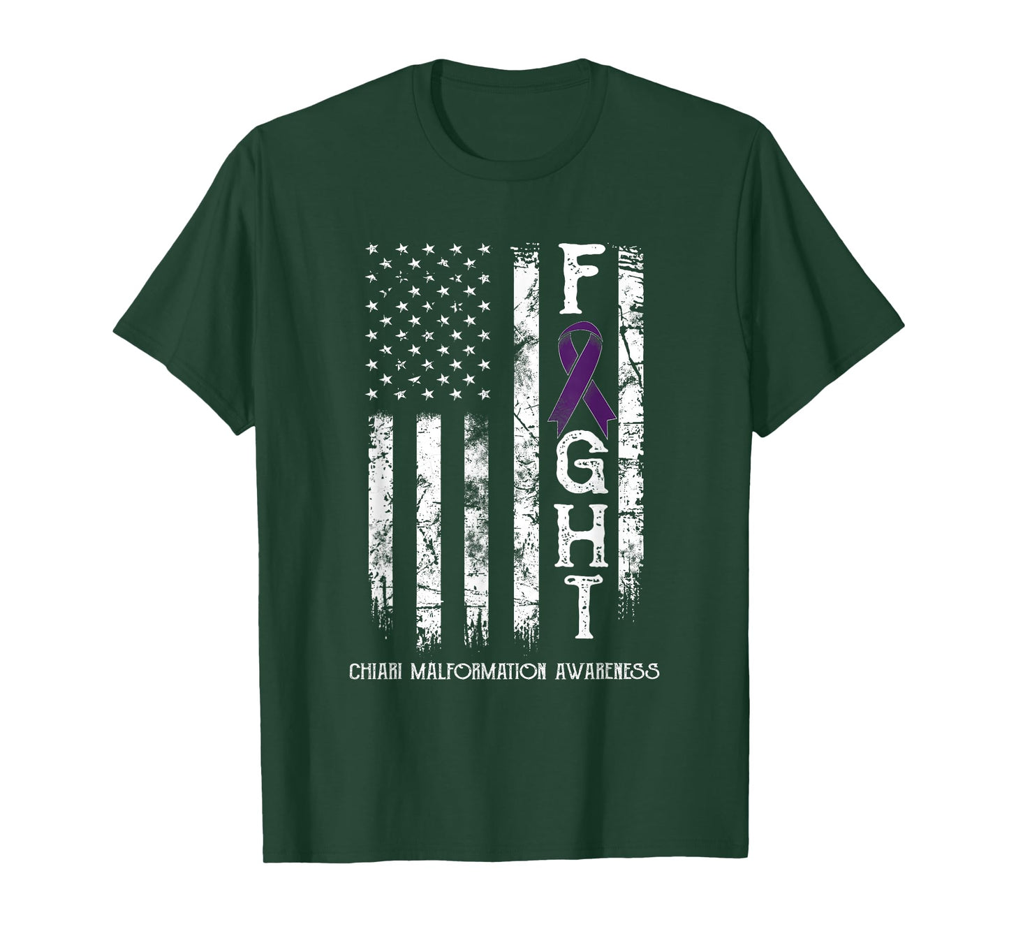 Chiari Malformation Warrior US Flag T-Shirt