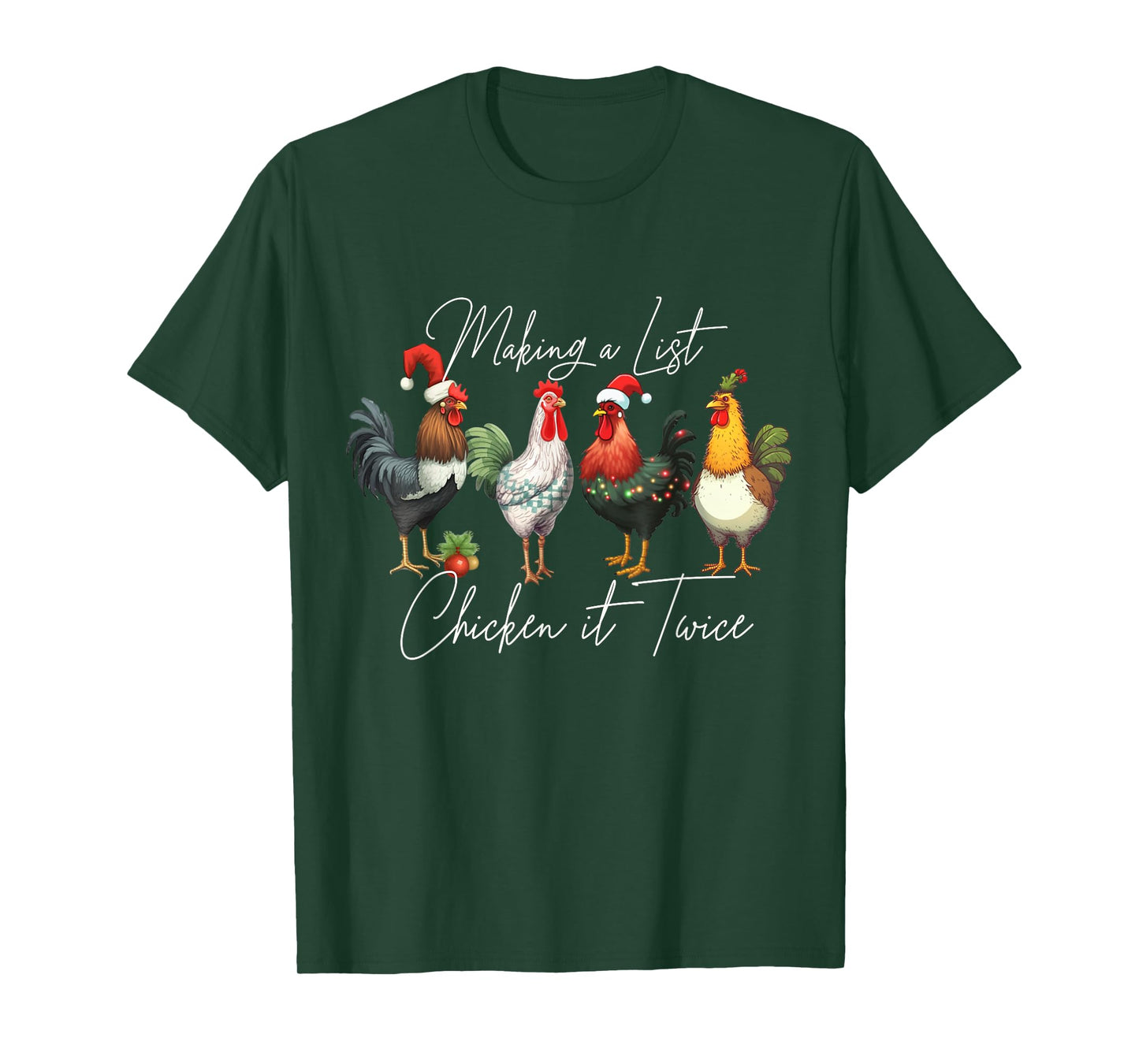 Christmas Chicken Lover Xmas Santa Hat Funny Farm Gift T-Shirt
